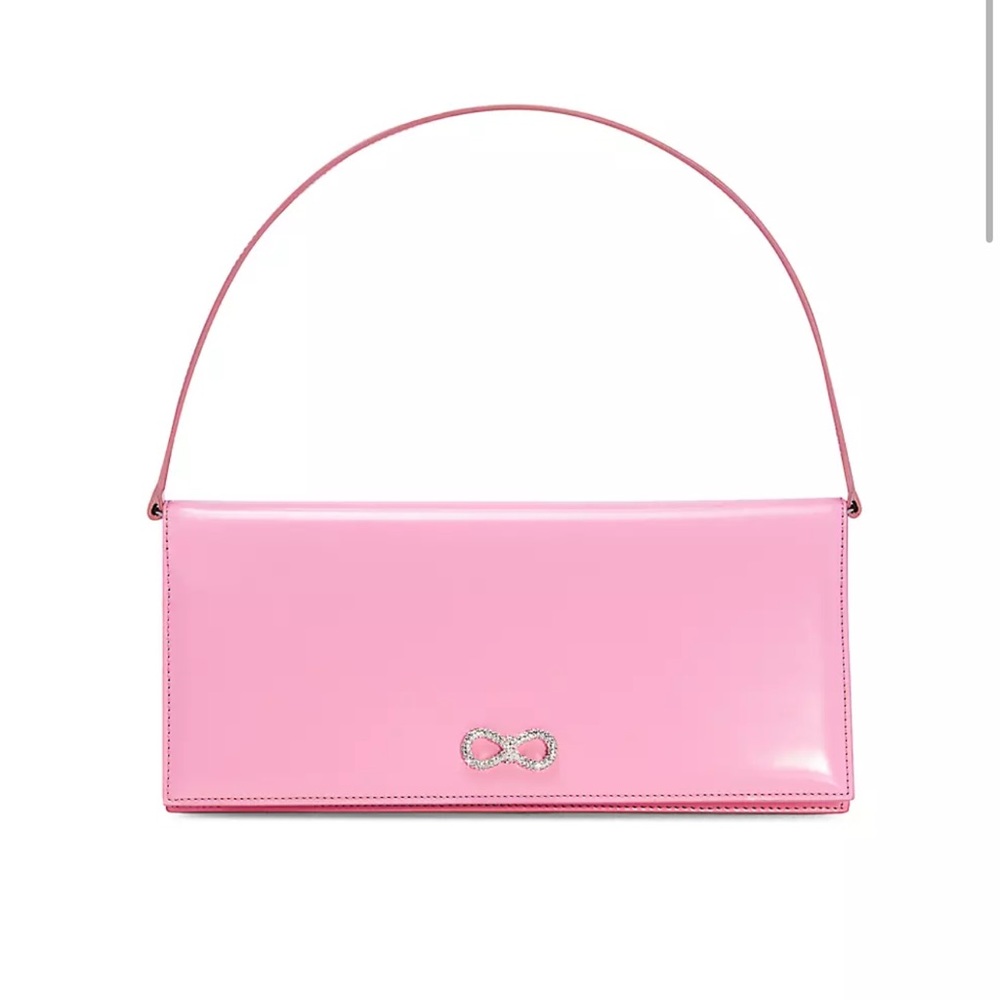 Mach & Mach Crystal Bow Patent Leather Baguette Bag